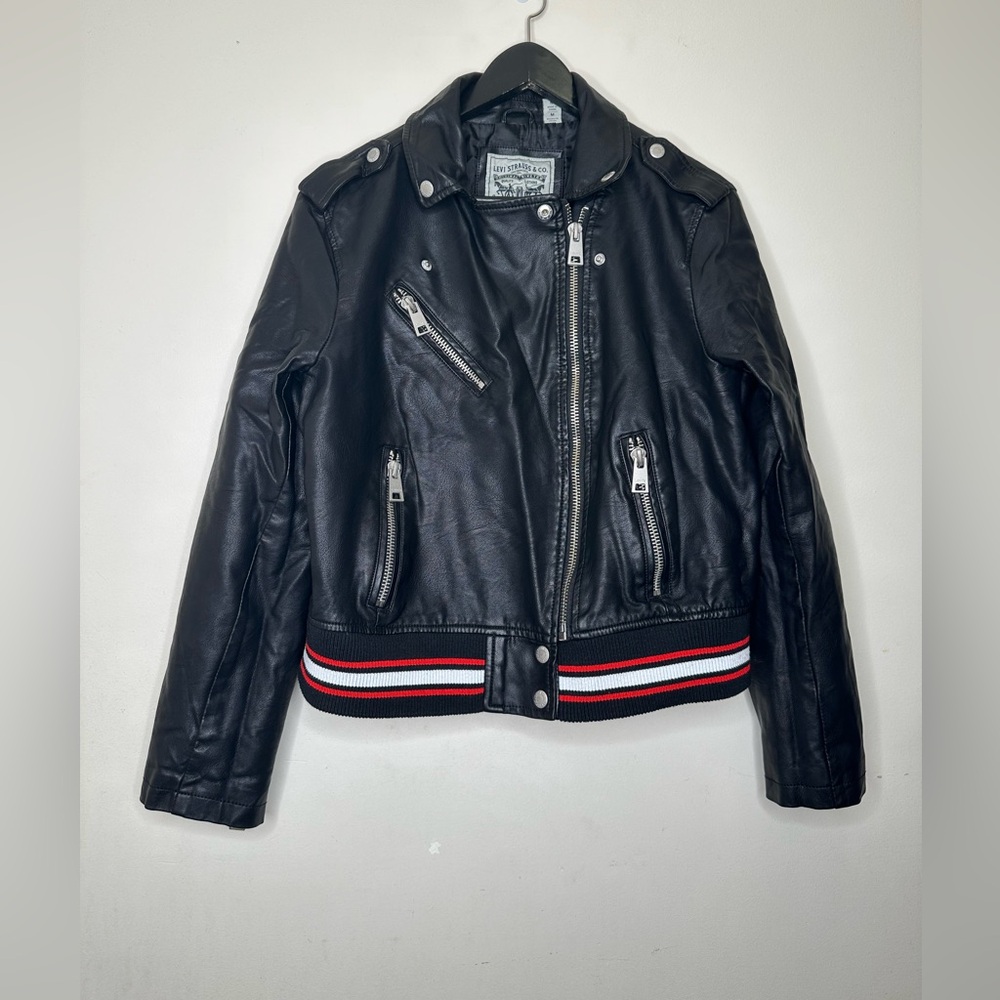 Levi’s Women’s Black Motorcycle Jacket Faux Leather Lined Size M